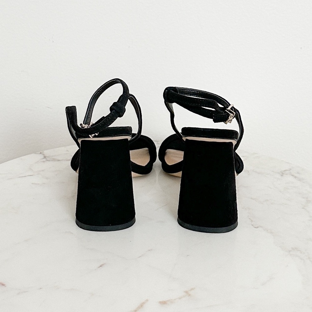 Sam Edelman Black Suede Strappy Block Heel Sandals - Picture 8 of 10
